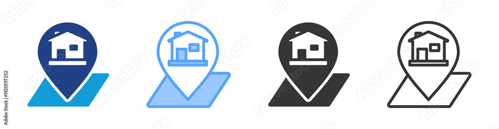 Poster location icon set multiple style collection