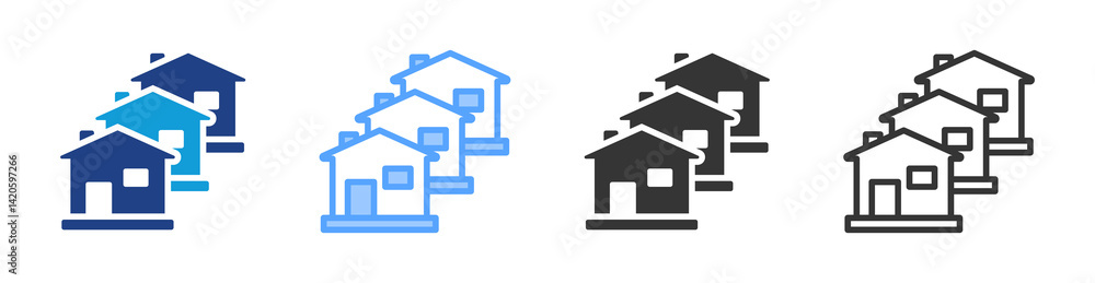 Aufkleber housing icon set multiple style collection