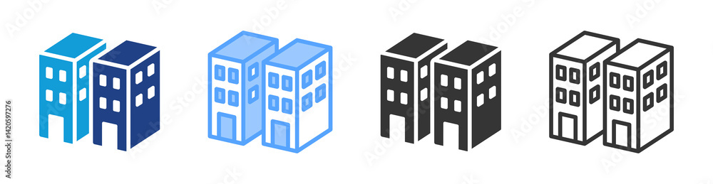 Poster apartment icon set multiple style collection