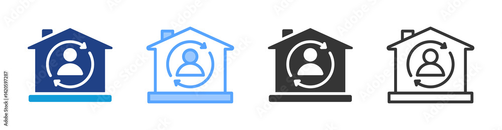 Poster residential icon set multiple style collection