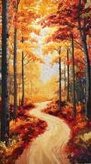 Fototapeta premium Realistic and vibrant autumn forest with