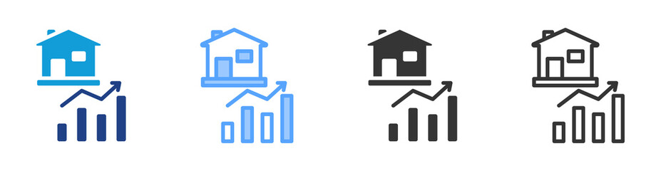 Real Estate icon set multiple style collection