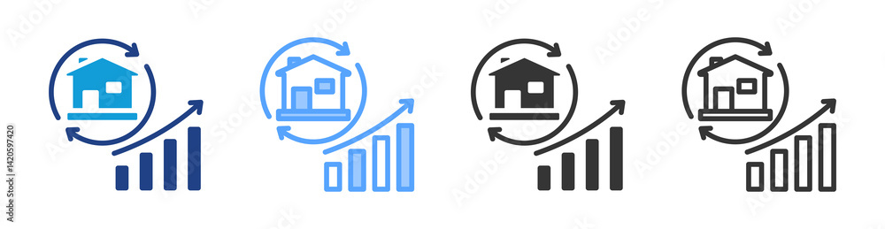 Poster investment icon set multiple style collection