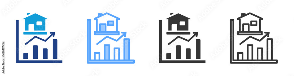 Poster market icon set multiple style collection