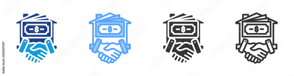 Poster down payment icon set multiple style collection