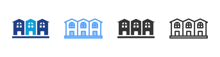 Townhouse icon set multiple style collection