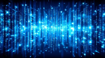 Abstract technology background with binary code, a futuristic representation of digital data and network systems