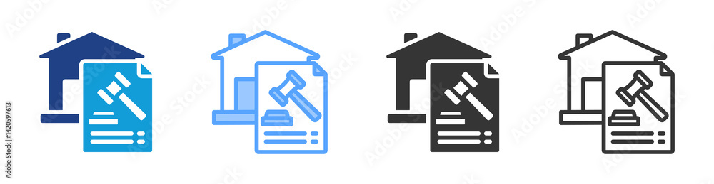Poster foreclosure icon set multiple style collection
