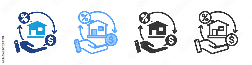 Poster mortgage icon set multiple style collection