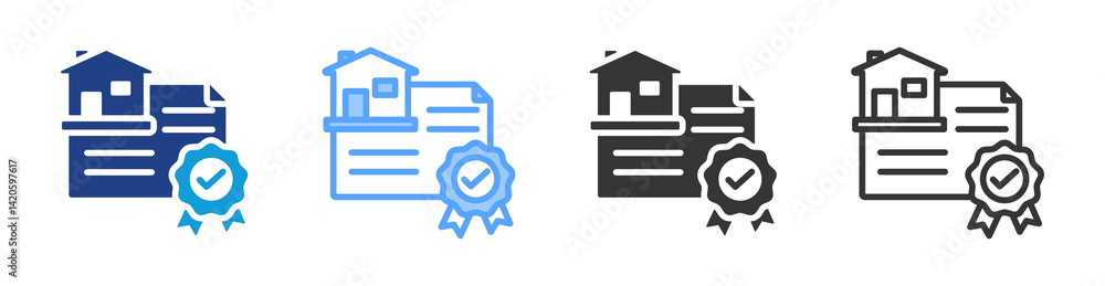 Poster title deed icon set multiple style collection