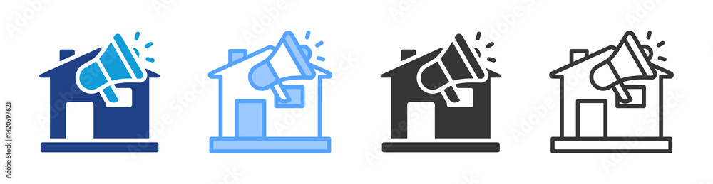 Poster Promotion icon set multiple style collection