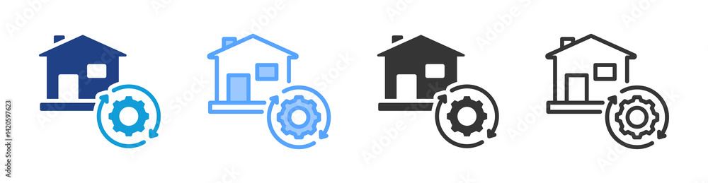 Aufkleber property management icon set multiple style collection