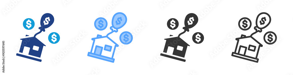 Poster balloon mortgage icon set multiple style collection