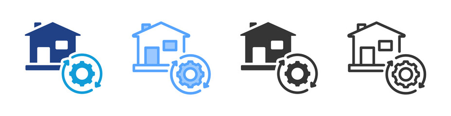 Property Management icon set multiple style collection