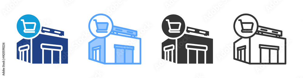 Poster Hypermarket icon set multiple style collection