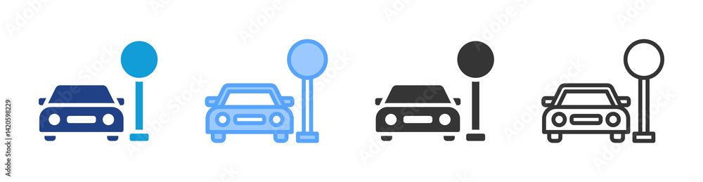 Aufkleber parking area icon set multiple style collection