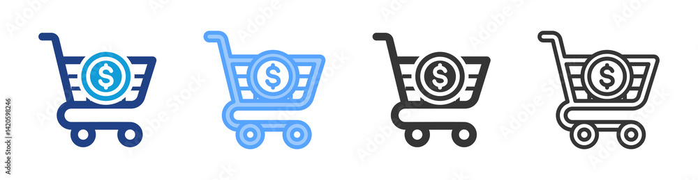 Poster Shopping icon set multiple style collection