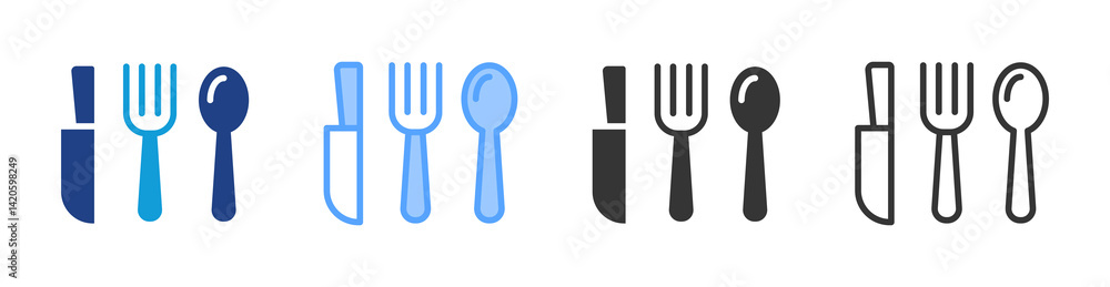 Poster cutlery icon set multiple style collection