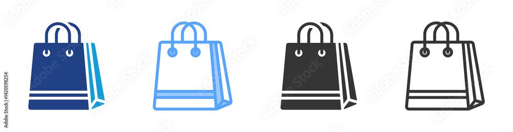 Poster carrier bag icon set multiple style collection