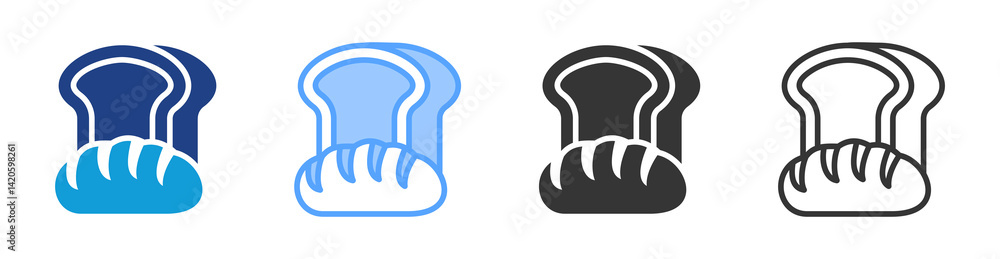 Aufkleber bread icon set multiple style collection