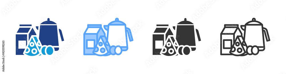 Poster dairy product icon set multiple style collection
