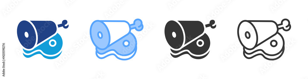 Poster fresh meat icon set multiple style collection