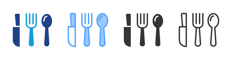 Cutlery icon set multiple style collection