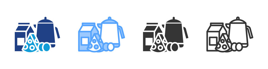 Dairy Product icon set multiple style collection