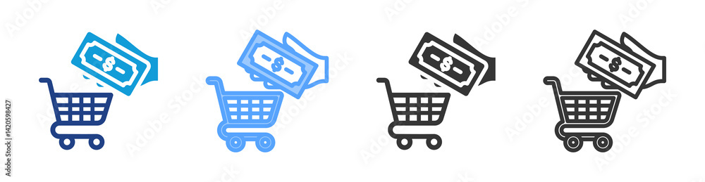 Poster cash icon set multiple style collection