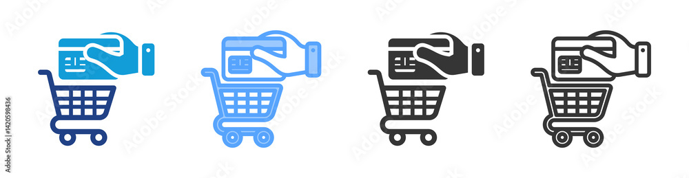 Poster Credit Card icon set multiple style collection