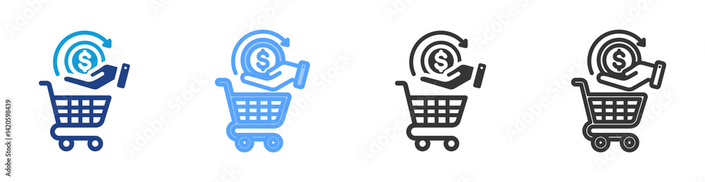 Aufkleber money back icon set multiple style collection