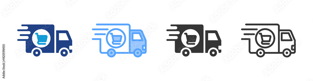 Poster delivery icon set multiple style collection