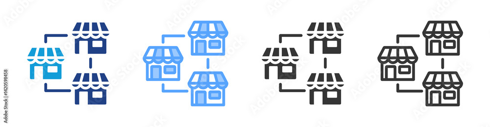 Aufkleber Chain Store icon set multiple style collection
