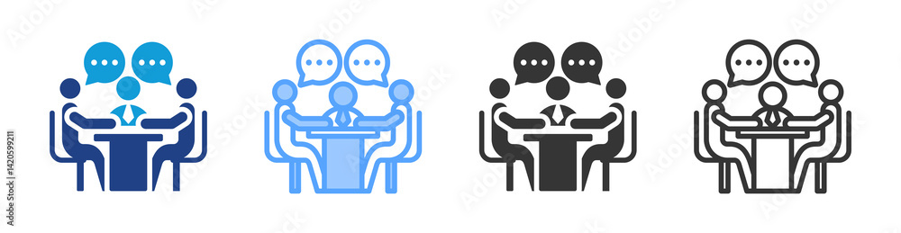 Aufkleber meeting icon set multiple style collection