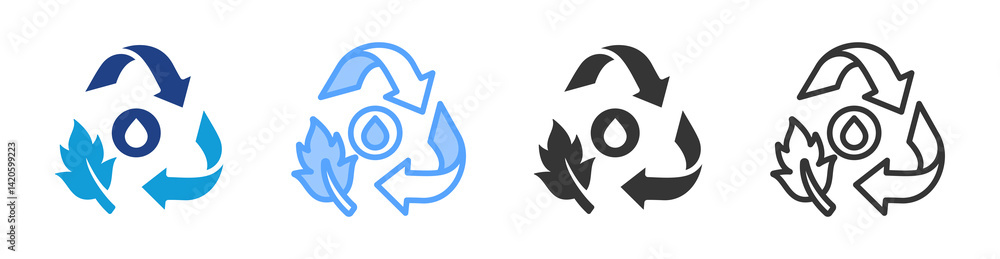 Poster natural system icon set multiple style collection