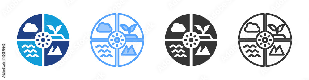 Poster Natural Resources icon set multiple style collection