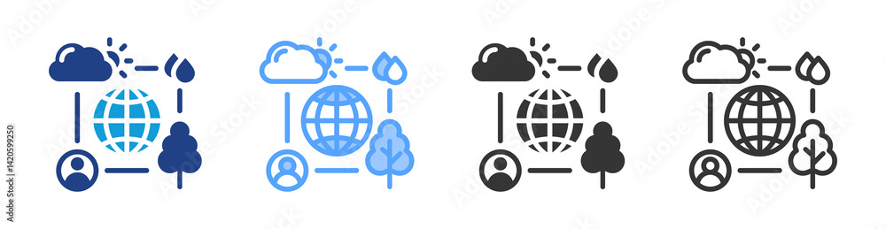 Poster ecosystem services icon set multiple style collection