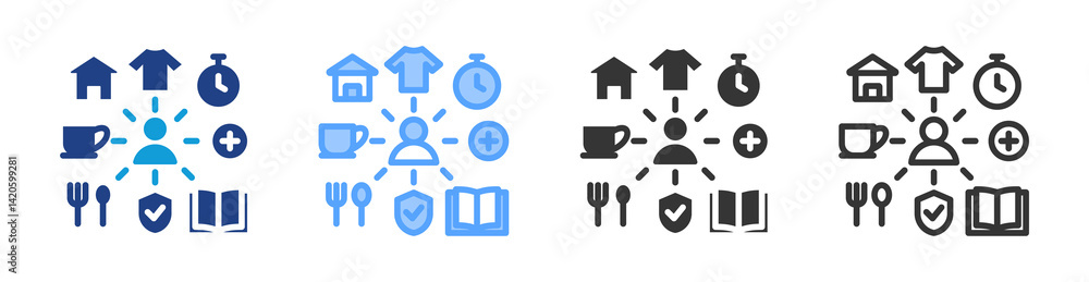 Poster human needs icon set multiple style collection