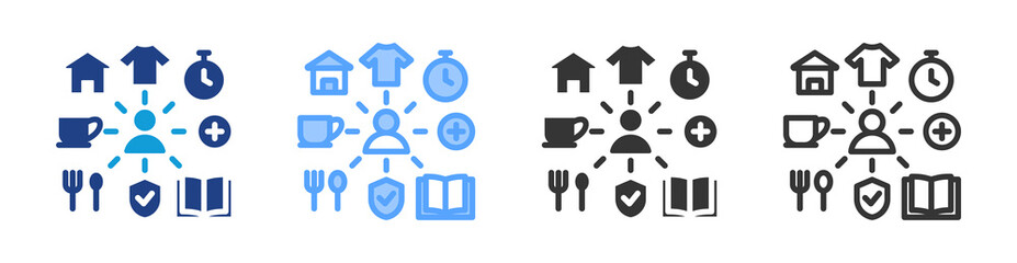 Human Needs icon set multiple style collection