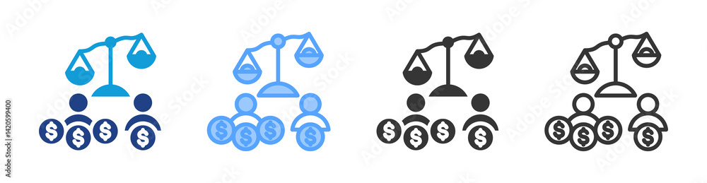 Poster inequality icon set multiple style collection