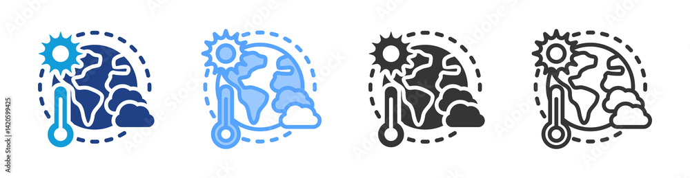 Poster climate change icon set multiple style collection