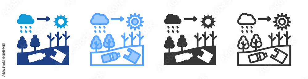 Poster Degradation icon set multiple style collection