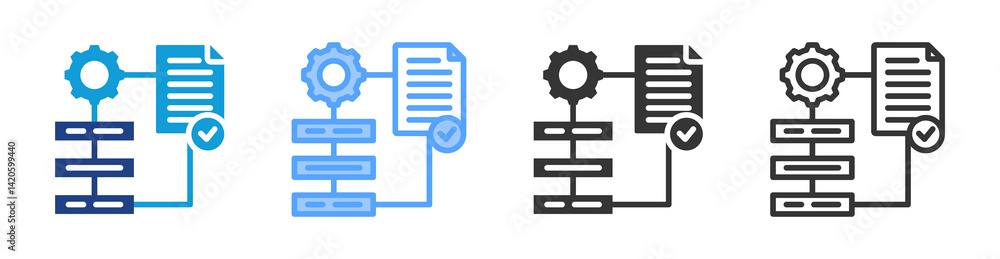 Poster Processes icon set multiple style collection