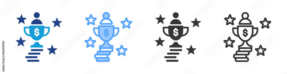 Poster achieve icon set multiple style collection
