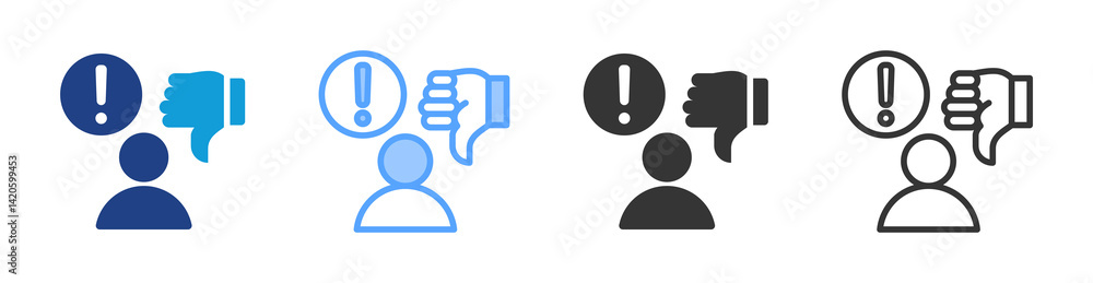 Poster Criticized icon set multiple style collection