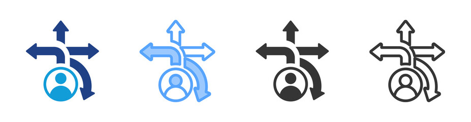 Pathways icon set multiple style collection