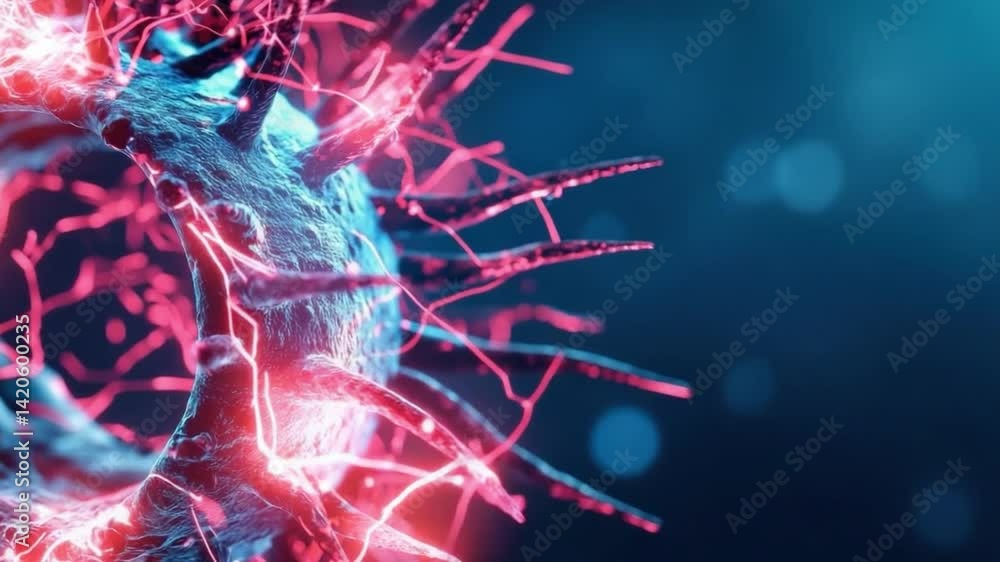 Poster intricate 3d visualization of colorful neural network patterns