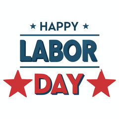 Happy Labor Day Typography Design with Stars and Bold Colors