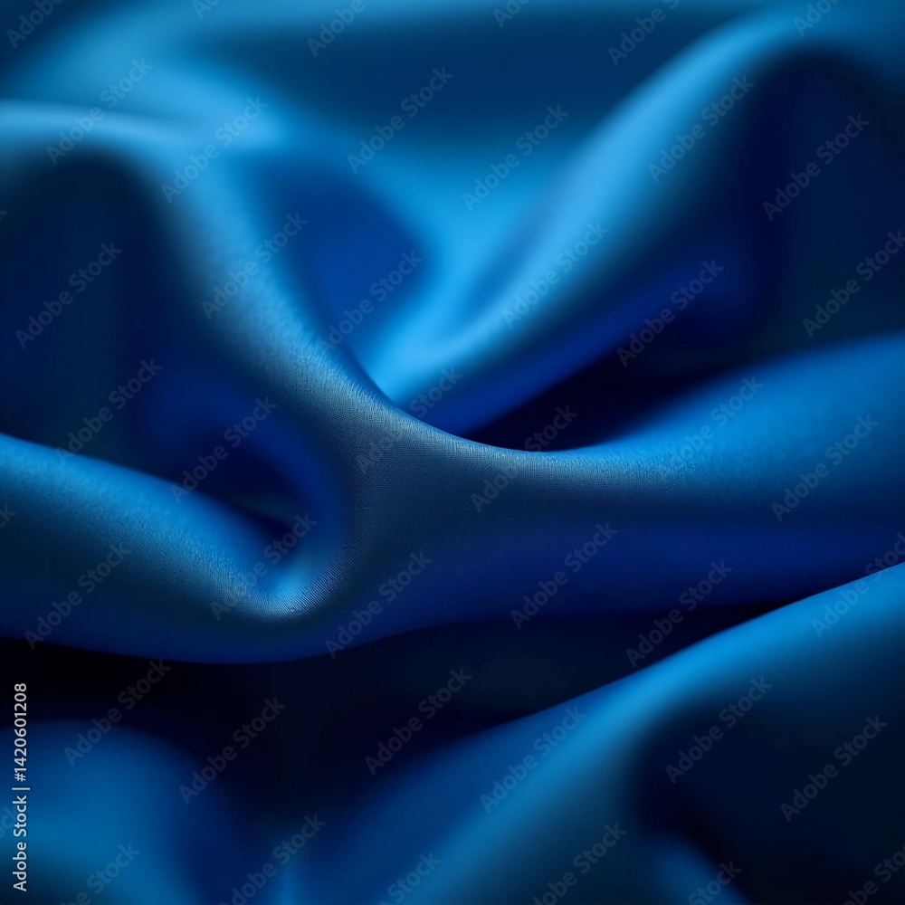 Poster rich, deep blue fabric undulates softly, highlighting its vibrant sheen and smooth texture. light pl