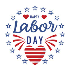 Festive Labor Day Greeting with Stars, Hearts, and Patriotic Elements
